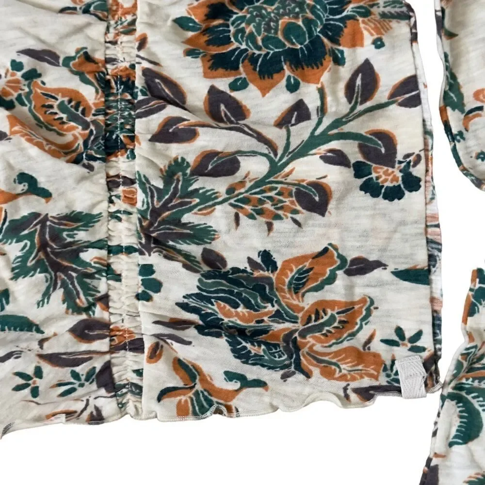 We The Free Free People Dreamed of You Floral Ruched Long Sleeve Top XSMALL NWT